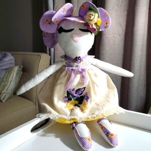 March Birthday Paris France Fleurs De Mars Doll Handmade Handsewn Folk Art